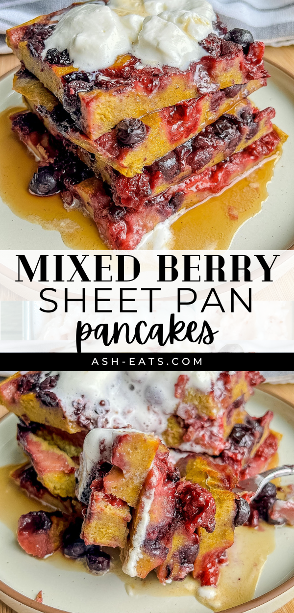 mixed berry sheet pan pancakes