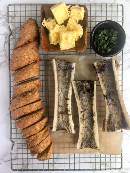 Roasted Bone Marrow with Carnivore Baguette and Honey Butter