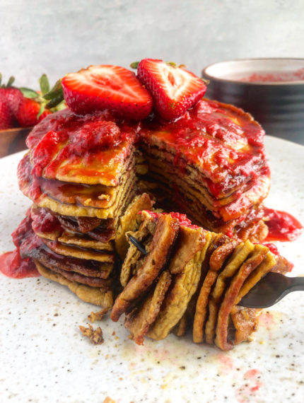 Beef Liver Pancakes with Strawberry Glaze