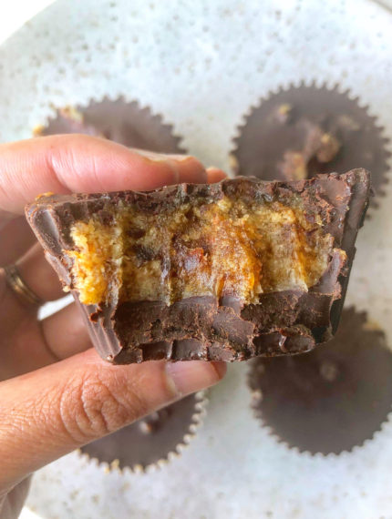 Jumbo Chocolate Cups with Salted Chunky Date Filling