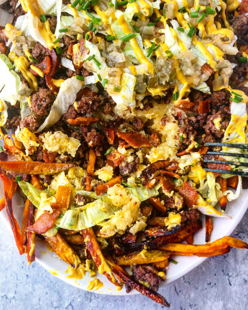 Loaded Bacon Cheeseburger Fries - Ash Eats