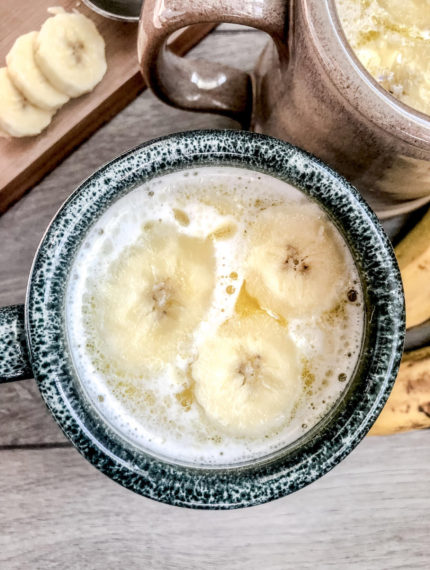 Raw Milk Drink Recipe (Warm Caramel with Floating Bananas)