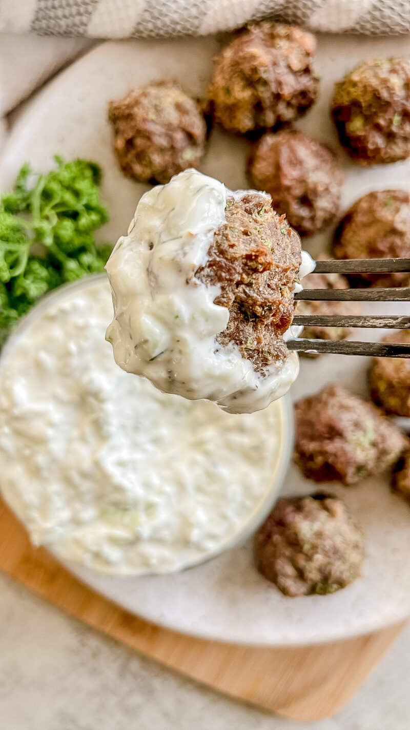 Meatballs with Raw Tzatziki Sauce (Animal-Based) - Ash Eats