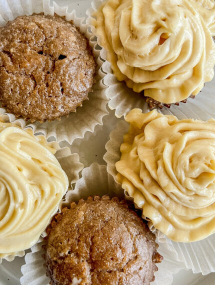 Cupcakes with Raw Buttercream Frosting (Plantain Flour Muffins)