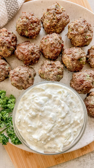 Meatballs with Raw Tzatziki Sauce (Animal-Based) - Ash Eats