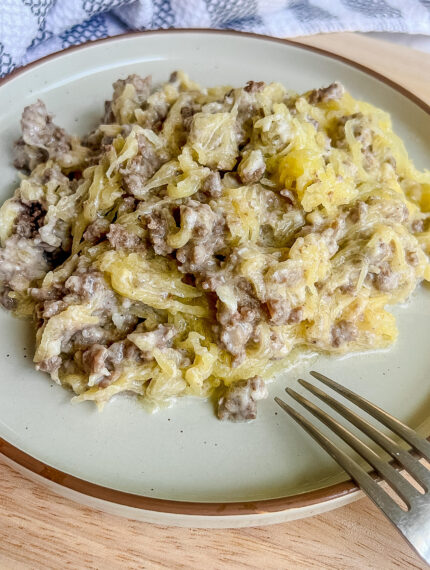 Beef Alfredo with Spaghetti Squash Noodles